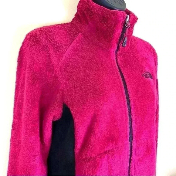 The North Face Women’s Magenta Fleece Full Zip Fuzzy Crop Neck Jacket Size M - Picture 2 of 14
